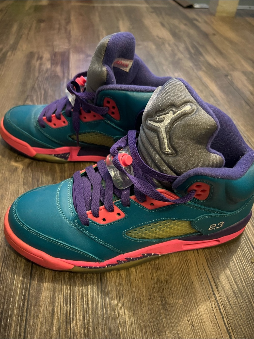 Jordan Kids Teal, Purple & Pink Retro High-Top Sneakers